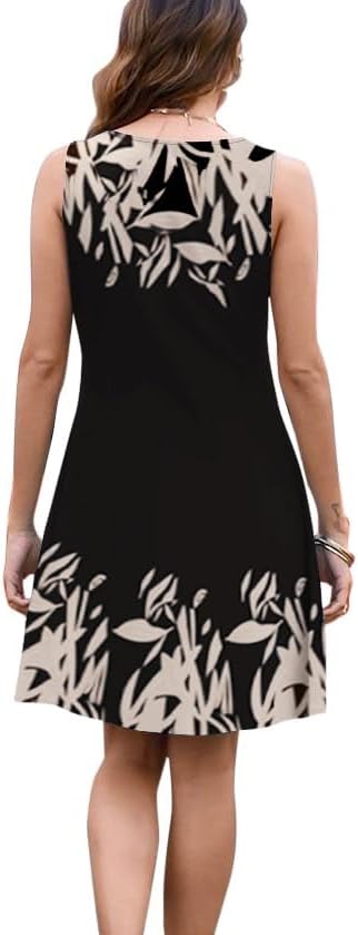 Vintage Floral Printed Summer A-Line Elegant Dresses Womens Beach Sundress Ladies Casual Boho Tank Dress - Image 4