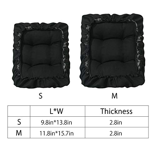 Tinton Life Padded Rectangle Bar Stool Cover Cushion With Elastic Fabric Satori Stool Seat Cushion For Metal Wooden Bench 12"X16" Black #TOP1