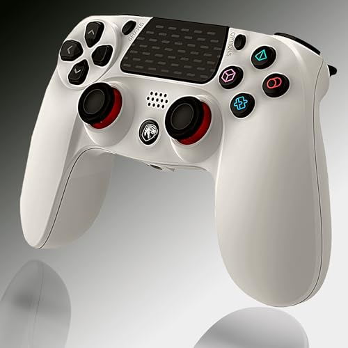 Gamepad inalámbrico ergonómico con doble vibración y panel táctil blanco 4
