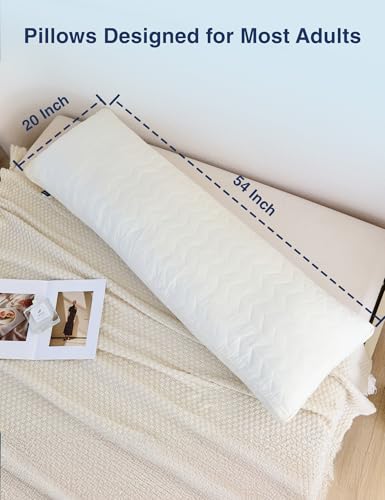 ZonLi Long Body Pillow for Adults, Firm Body Pillow with Adjustable Shredded Memory Foam, Soft Support for Side Sleepers, Pregnant Women, Washable Quilted, 20 x 54 Inch, White — view 6