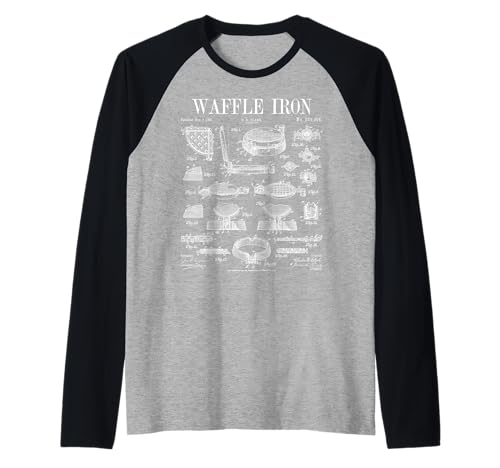 Plancha para gofres con estampado vintage de charol, gofres para amantes de la comida Camiseta Manga Raglan