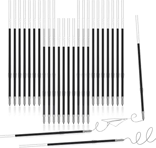 30 Pcs 0.7mm Retractable Pen Refills Replacement Ballpoint Pen Refills Black Retractable Refill Smooth Writing Pen Refills Black Pen Ink Refill Replaceable Ballpoint Pen Refills 0.7mm, 107mm in Length