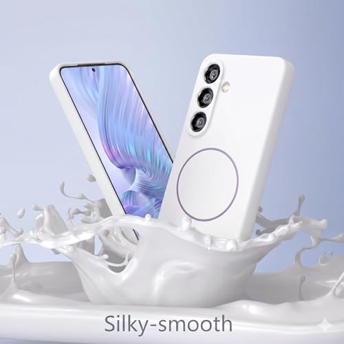Image of DIZORO Microfiber Candy Case Compatible with Samsung S26 5G Smooth Touch Cushion Liquid Soft Silicone Gel Rubber Phone Cases Non-Slip Full Body Protective Shockproof Back Cover - White