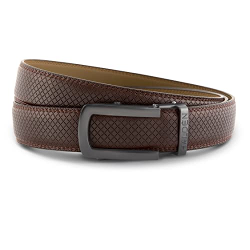 Image of HALDEN THEO Brown Belt For Men Leather Original (Adjustable Fits Up to 44 Inch Waist) Ratchet Strap with Classic Buckle & Magnetic Auto-lock
