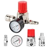 Regulador de compresor de aire de 1/4" con manómetro, con conexión (3 orificios)