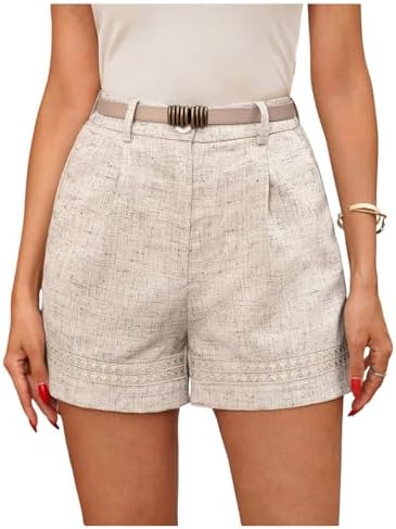 MakeMeChic Women's Summer Dressy Casual Shorts Plaid Elastic High...