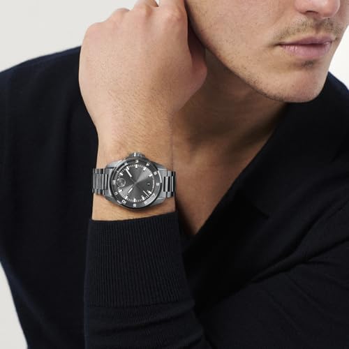 Image of Movado Bold Verso S Men's Watch - Swiss Quartz Movement, 42 mm, Stainless Steel Case, Link Bracelet, Date Display
