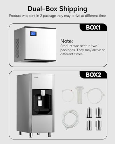 Image of EUHOMY Commercial Ice Maker Machine 400Lb /24H, Ice Ready in 10-15 min, SECOP Compressor, Freestanding Industrial with 130Lbs Automatic Ice Bin Dispenser for Hotel /Restaurant /Business