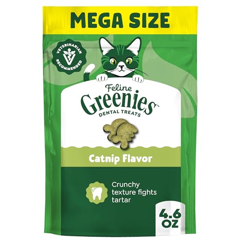 Greenies Cat Treats, Feline Veterinarian-Recommended Adult Natural Dental Treats, Catnip Flavor, 4.6...