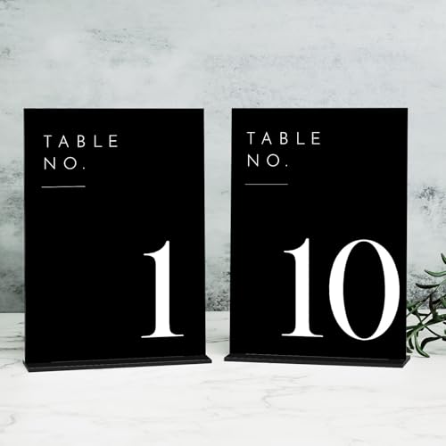 JINMURY Black Wedding Table Numbers 1-10 with Stands, 5"x7" Black