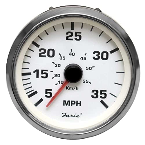 Faria Boat Speedometer Gauge SE9837A | Euro SS White 3 1/4 Inch