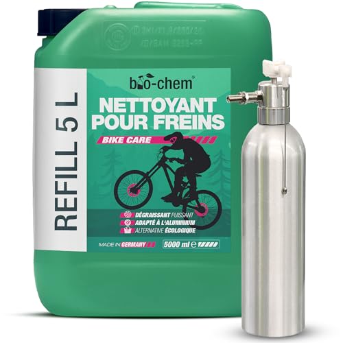bio-chem – Nettoyant pour freins 5L + pulvérisateur à air comprimé – Entretien vélo, vtt, e-bike, moto, voiture – Nettoyant dégraissant système de freinage vélos de route, électrique