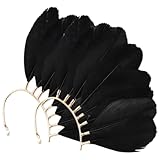 Abaodam Pendientes de Pluma sin Perforar para Mujer, Puños Étnicos Negros, Pendientes Envolventes Ligeros para Festival y Fotografía, Par Único de Estilo Tribal, Accesorios de Moda