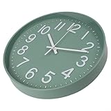 Zilimontt Orologio da parete silenzioso da 30,5 cm con numeri arabi 3D per soggiorno, camera da letto, cucina e ufficio, design moderno verde e bianco