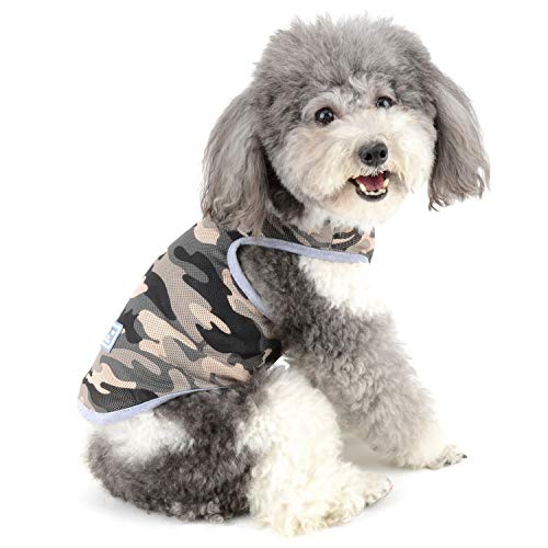 ZUNEA 犬服 夏服 タンクトップ 小型犬 メッシュ クール ベスト おしゃれ 迷彩柄 Tシャツ ひんやり ドッグウエア洋服 通気性 柔らかい 涼しい かわいい ペット子犬 猫服 脱毛保護 お散歩 グリーン L