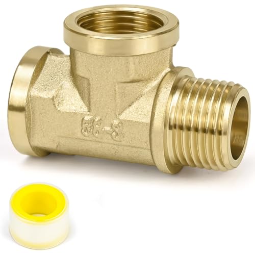 FLEXNOVA T Stück 1/2 Zoll, Messing T-stück 1/2 Zoll T Stück Adapter Wasseranschluss mit 2m Gewindedichtband 90° Duschschlauch Adapter für Trinkwasser Wasserhahn AGxIGxIG (Ø 20mm) FLEXNOVA T Stück 1/2 Zoll, Messing T-stück 1/2 Zoll T Stück Adapter Wasseranschluss mit 2m Gewindedichtband 90° Duschschlauch Adapter für Trinkwasser Wasserhahn AGxIGxIG (Ø 20mm)
