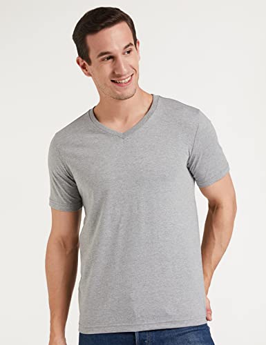 Image of Amazon Brand - Symbol Men Solid Cotton T Shirt | Plain | V Neck | Half Sleeve - Regular Fit | Combo Pack of 3 (Available in Plus Sizes)