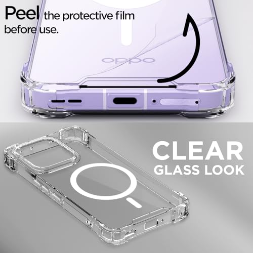 Image of Outlouders Back Cover for Oppo Reno 14 Pro 5G Mag-Safe Transparent PC + TPU Bumper Case with Magnetic Support Shockproof Protection (Transparent Mag-Safe)