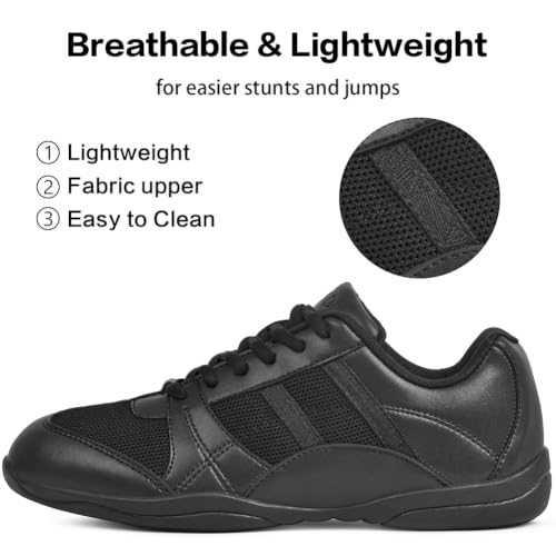 Image of CADIDL Cheer Shoes for Women Black Cheerleading Athletic Dance Shoes Girls Flats Tennis Walking Sneakers
