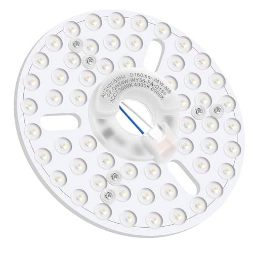 ZestEcho Kit de Repuestos de Ventiladores de Techo LED 24W, Panel LED Magnético 6.3 Pulgadas, 3 Temperaturas de Color (3000K/4000K/6000K) con Memoria, Luz Techo LED para Dormitorio y Salón, 230V