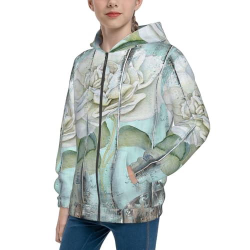 Vintage Rose1 Kid Hoodies Boys Zip Up Sweatshirts Girls Pullover with Pocket