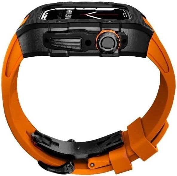 Bracelet caoutchouc fluor Apple Watch 9 8 7 et boîtier carbone