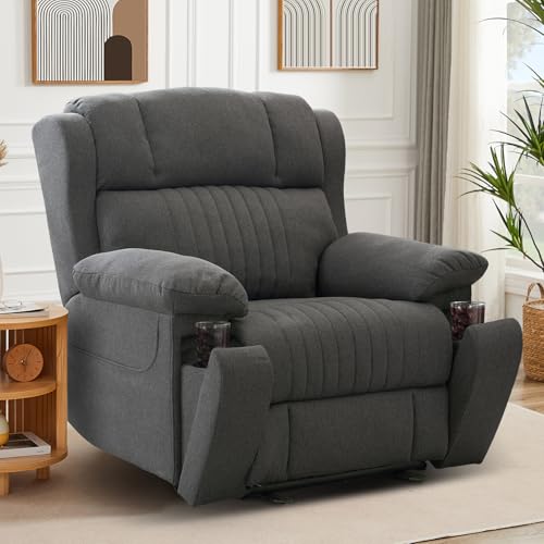 Consofa Fernsehsessel Elektrisch Verstellbar Massagesessel Mit Liegefunktion Vibration Heizung Relaxsessel Mit Versteckte GeträNkehalter Typ C & USB-AnschlüSse Tv Sessel FüR Wohnzimmer (Grau)