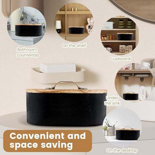 Organizador de madera higiénico con tapa protectora de cosméticos 5