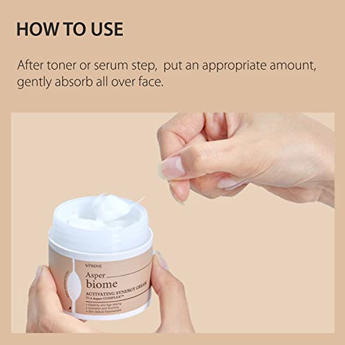 Vprove Asperbiome Effective Synergy Cream - Calming Facial Moisturizer For Sensitive Skin - With Yeast, Rice, Panthenol And Mineral Water – Strengthen Skin Barrier - Vegan, Fragrance Free - 1.69 Oz. #TOP5