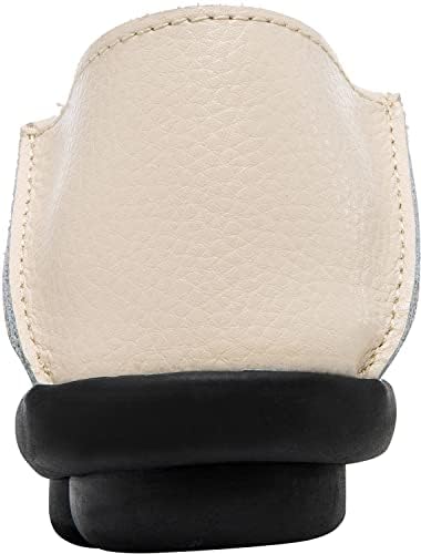 LINZHEN Women's Leather Loafers Slip On Flats Casual Round Toe Moccasins Wild Breathable Comfortable Walking Working Driving Long Standing Fashion Soft Shoes Beige Size 10 | Image 3
