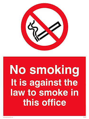 5 Stück – No Smoking In This Office Schild – 150 x 200 mm – A5P