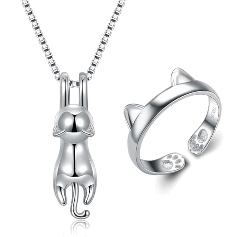 Wonvin Collection Femme Collier Argent Sterling 925 Oxyde de zirconium Pendentif Cadeau pour Femme (ring+pendant necklace)