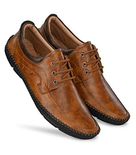 Image of MACTREE Men Flexible-Stitched Sole Premium Formal Shoes for Men D-K10 Tan-Brown 10