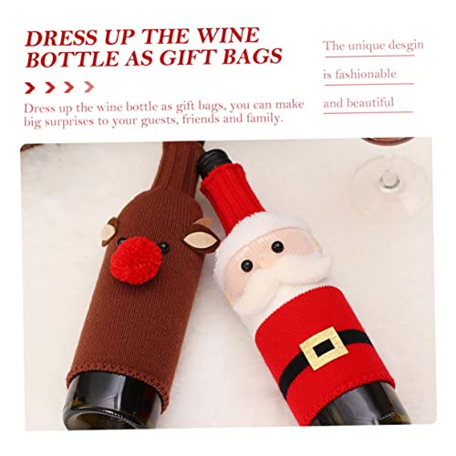 Cubiertas de botellas de vino navideñas y adornos de Papá Noel para mesa 6