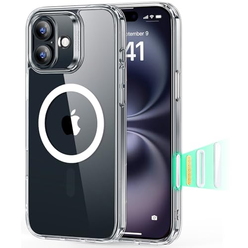 ESR for iPhone 16 Case Cover, Camera Control Capture Button, Compatible with MagSafe, Shockproof Military-Grade Protection, Magnetic Phone Case for iPhone 16, Classic Hybrid Case (HaloLock), Clear