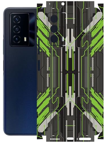 Image of AtOdds - Full Body Back Screen Guard Protector Film - Lamination Wrap Skin Sticker Compatible with IQOO Z5 | Scratchproof Matte Finish (Cyber Green)