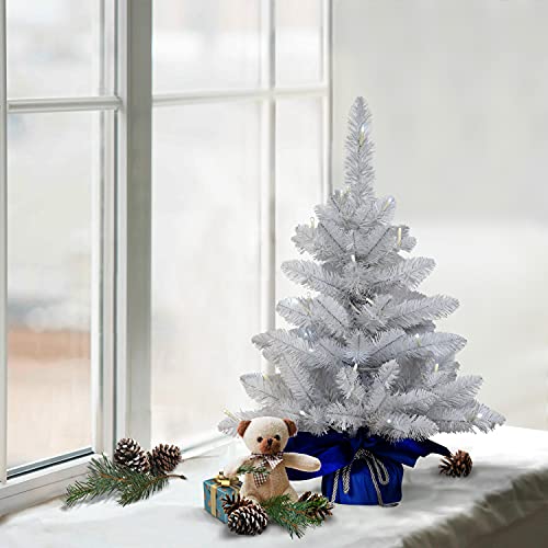 Puleo-International-Pre-Lit-2-Table-Top-Artificial-Christmas-Tree-with-35-Lights-in-Blue-Sac-White Puleo International Pre Lit 2 Table Top Artificial Christmas Tree with 35 Lights in Blue Sac White