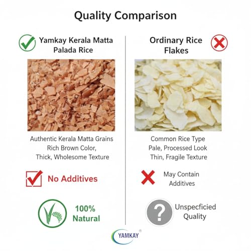 Image of YAMKAY Matta Palada Rice | Traditional Kerala Style Palada Rice for Palada Payasam | Premium Quality Rice Flakes for Authentic Desserts | Easy to Cook 500 Gm