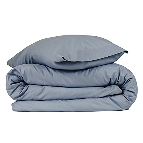 PimpamTex - Bettbezug und Kopfkissenbezug aus Polycotton, Bedruckte und einfarbige Bettbezüge für Einzel- und Doppelbetten (150 x 220 cm, Indigoblau) Cover