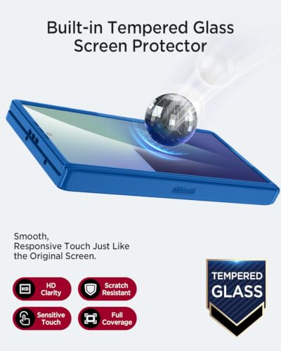 Coque Samsung Z Fold 7 anti-espion Miimall avec stylet et protection charnière - Bleu