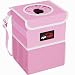 EPAuto Waterproof Car Trash Can with Lid and Storage Pockets, Pink