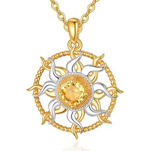 Dreamboat Sterling Silver Gold Sun Necklace for Women Sunburst Necklace Sun Pendant Apollo Celestial Sun Jewelry Gifts