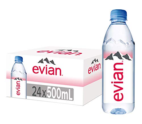 Evian Pure Natural Mineral Water Bottle, 500 ml x 24