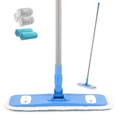 Amerwash Plus Microfiber Mops For Wood, Tile, Laminate, Vinyl Floor Cleaning, Flat Hardwood Floor Mop With 5 Dry And Wet Reusable Pads Mopping Home And Kitchen #TOP15