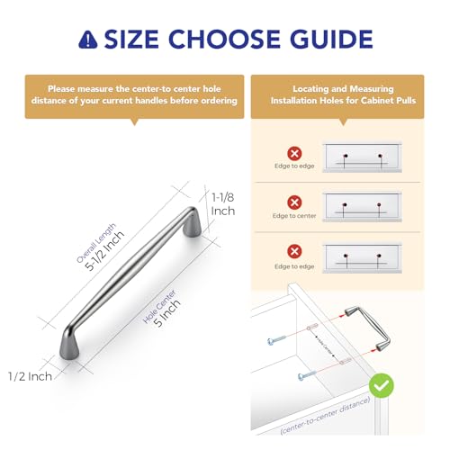 Image of Ravinte 5 Pack 5 Inch Polished Chrome Kitchen Cabinet Handles Solid Zinc Alloy Cabinet Pulls Cupboard Hardware Drawer Handles
