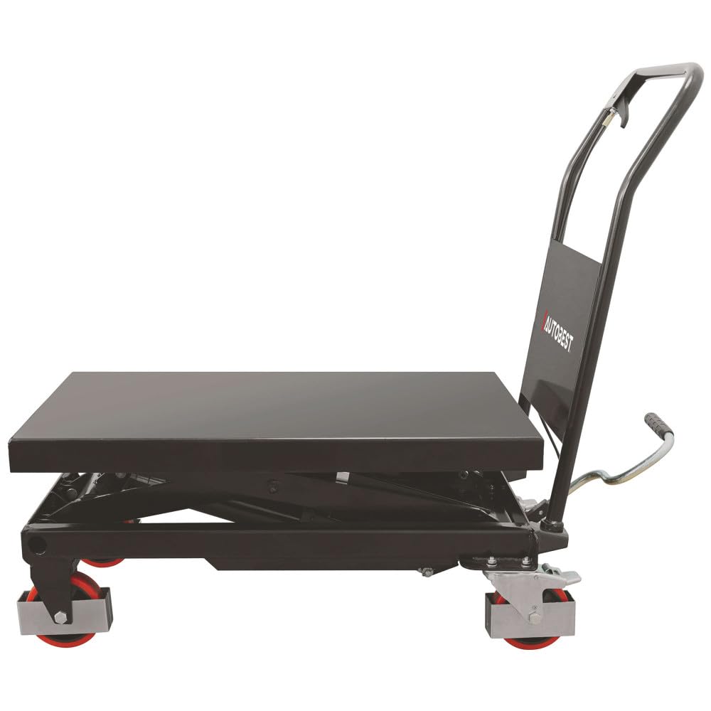 Table de levage hydraulique 300 kg - 2 roues pivotantes - Dimensions plateau 82 x 50 cm - Atelier et Garage