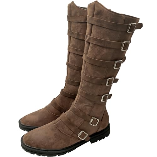 Image of Unisex Medieval Pirate Boots Men's Renaissance Boot Halloween PU Leather Costume Boot Gothic Cosplay Shoes