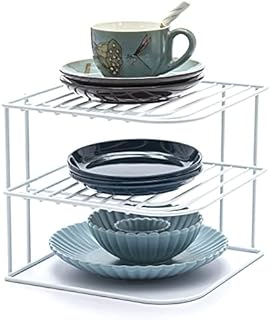 B&Z 3 Tier Cabinet Dish Rack - Corner Dish Organizer - Cabinet Storage Shelf rack - Work Top Kitchen Plate Organizer | Heavy Duty, Multipurpose Spacious & Rust Free | Anthracite (22.5 x 22.5 x 20cm)
