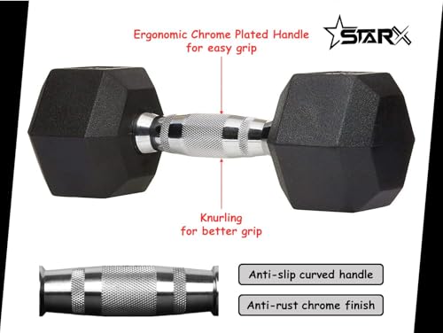 Image of StarX Hexagonal Rubber Dumbbells 2.5kg Pair Fixed Weight Dumbbell (2.5KG*2) Fixed Weight Dumbbell (5 kg)