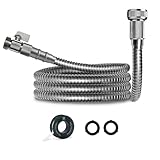 Morvat 3ft Stainless Steel Garden Hose Metal with Brass ON/OFF Valve, Heavy Duty for Nozzle, Water, Yard & Outdoor, Lightweight No-Kink, Crush & Puncture Resistant, Roll of Teflon Tape & 3 Washers